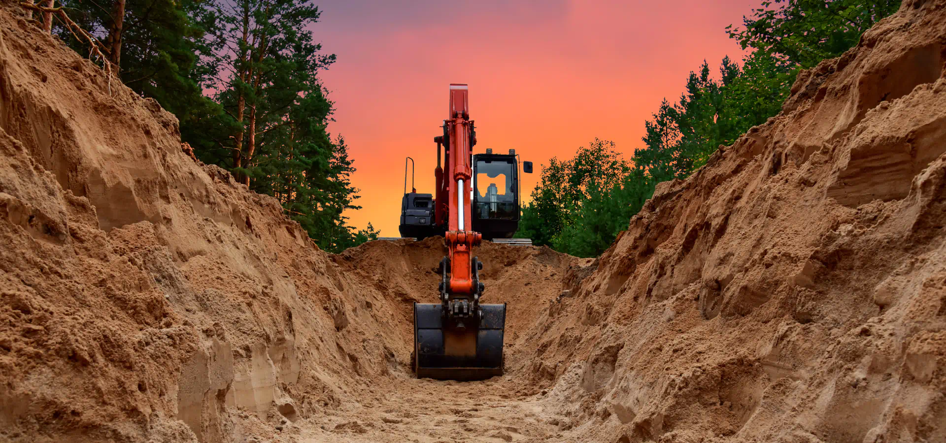 excavator working on a land preparation